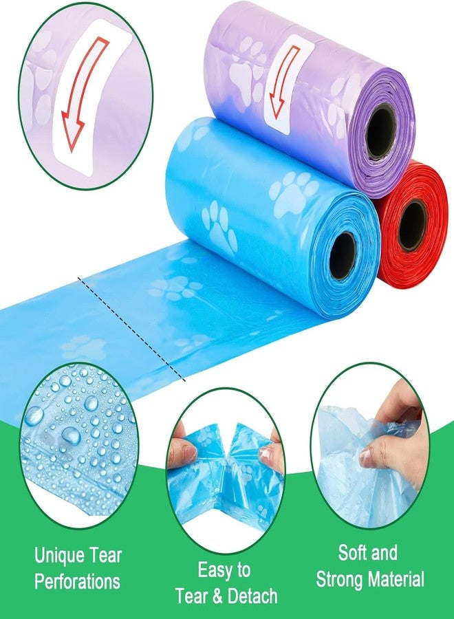 Styllent 5 Roll & Case Pet Supply Poop Bags for Dogs with Dispenser, 75 Count - Leak-Proof Dog Waste Bags and Bone-Shaped Dog Poop Bags Holder for Leash - Rainbow with Paw Prints, 12.5" x 8.5" - Image 4